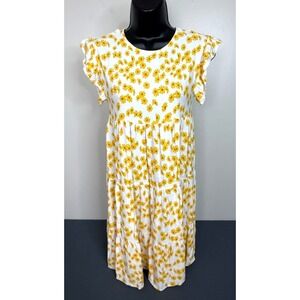 Petal + Pup Dress Yellow Floral Fit and Flare Ruffle Sleeve Size 2
